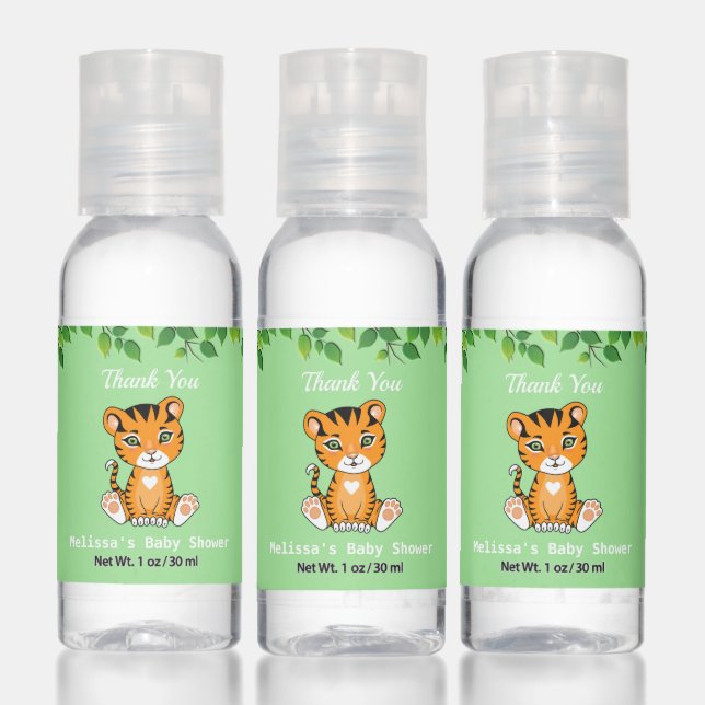Cute Baby Tiger on Green Thank You Hand Sanitizer (Set)