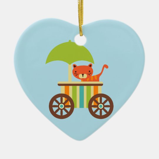 Cute Baby Tiger on Ice Cream Cart Kids Gifts Ceramic Ornament