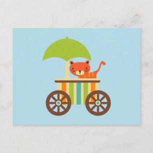 Cute Baby Tiger on Ice Cream Cart Kids Gifts Postcard