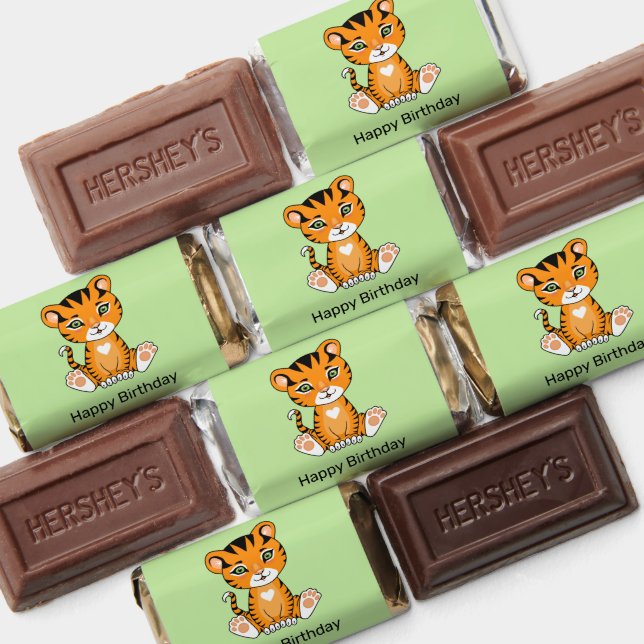 Cute Baby Tiger on Lime Green Hershey's Miniatures (Assorted)