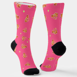 Cute baby tiger on pink socks