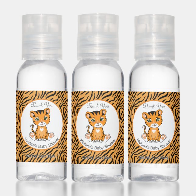 Cute Baby Tiger on Tiger Pattern Thank You Hand Sanitizer (Set)