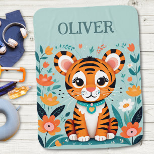 Cute Baby Tiger Personalized Baby Blanket