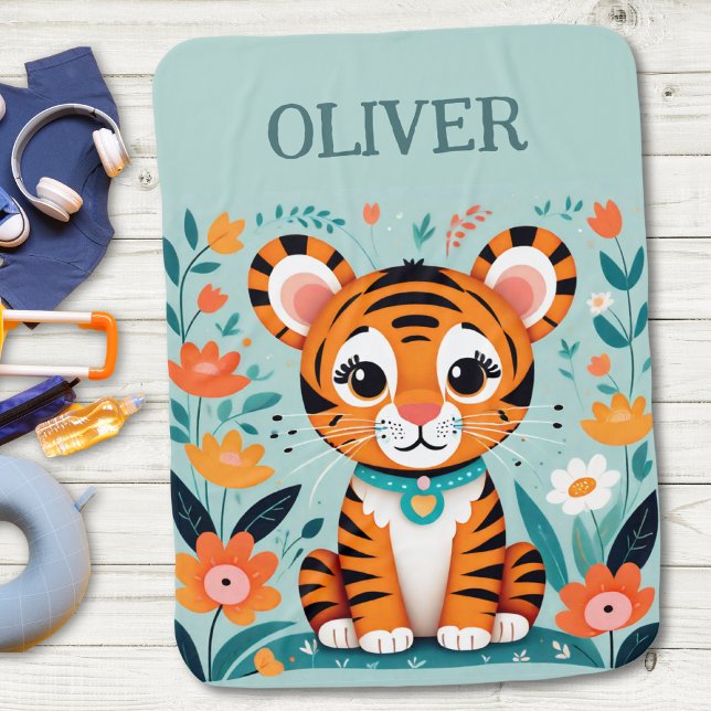  Cute Baby Tiger Personalized Blanket (Creator Uploaded)