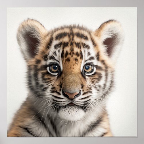 Cute Baby Tiger Portrait  Square 11 Poster