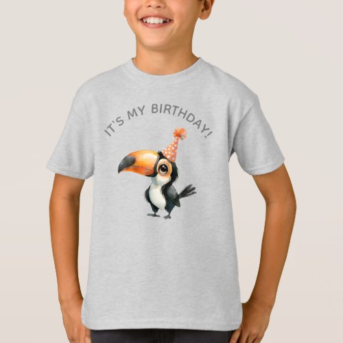 Cute baby toucan kidâs birthday celebration  T_Shirt