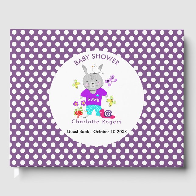 Cute Baby Toy Bunny Rabbit Baby Shower Guest Book (Front)