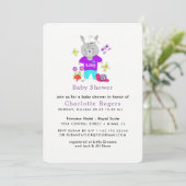 Cute Baby Toy Bunny Rabbit Baby Shower Invitation (Standing Front)