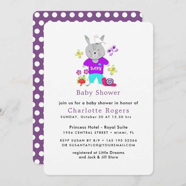 Cute Baby Toy Bunny Rabbit Baby Shower Invitation (Front/Back)