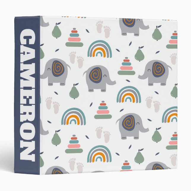 Cute Baby Toy Pattern 3 Ring Binder (Front/Spine)