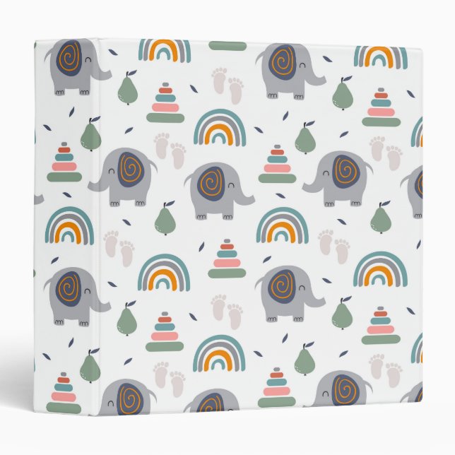 Cute Baby Toy Pattern 3 Ring Binder (Front/Spine)