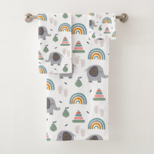 Cute Baby Toy Pattern Bath Towel Set