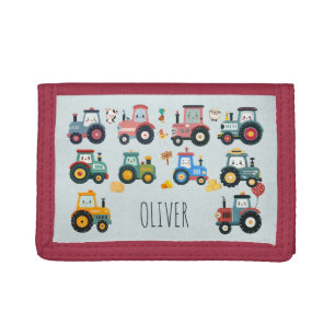 Cute Baby Tractors in a Farm Tri-fold Wallet