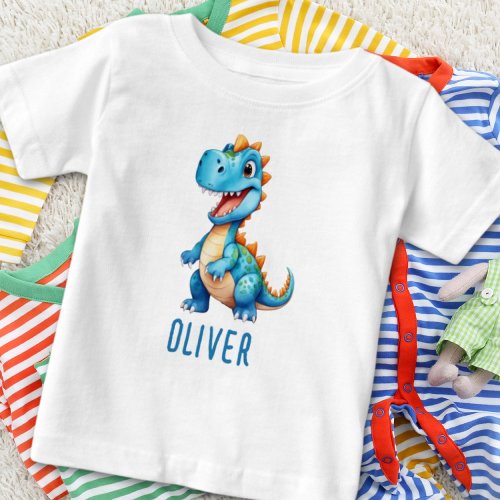 Cute Baby Trex Dinosaur Personalized Baby T_Shirt