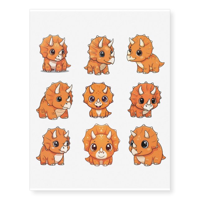 Cute Baby Triceratops Dinosaur Tattoos (Front)