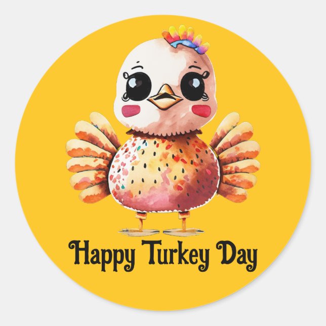 Cute Baby Turkey Sticker (Front)