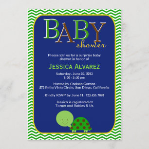 Cute Baby Turtle Baby Boy Baby Shower Invitation