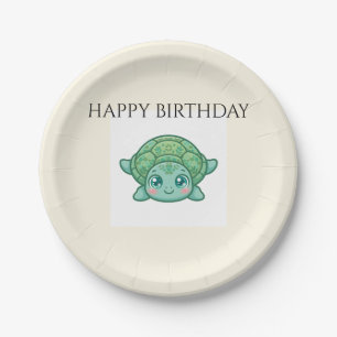 Cute Baby Turtle Birthday Paper Plates