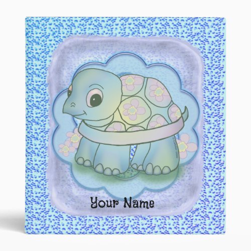 Cute Baby Turtle custom name binder