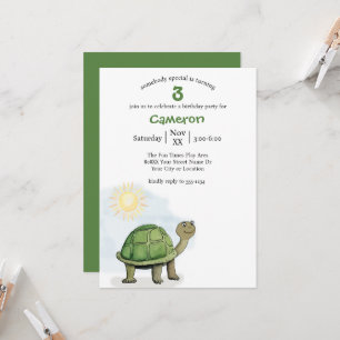 Cute Baby Turtle Illustration Invitation