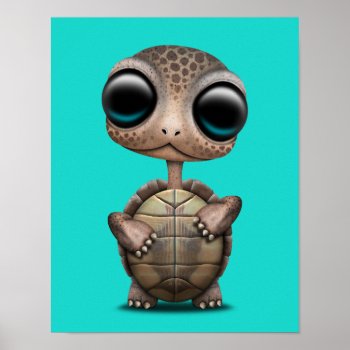 Cute Baby Turtle Poster by crazycreatures at Zazzle