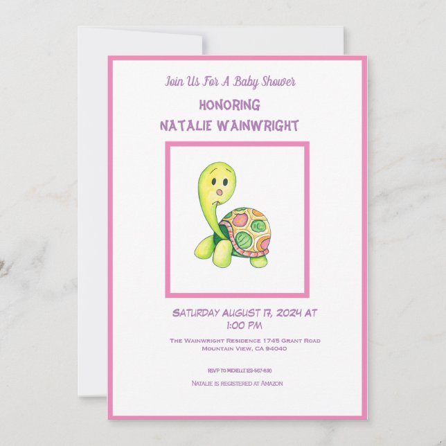 Cute Baby Turtle Shower  Invitation (Front)