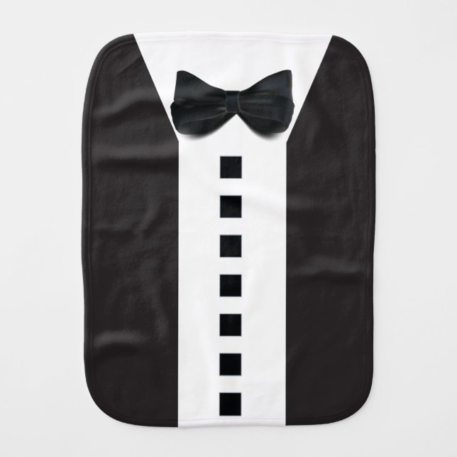 Cute Baby Tuxedo 🎩 Minimalist Elegant  Baby Burp Cloth (Front)