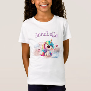 Cute Baby Unicorn and Hearts T-Shirt