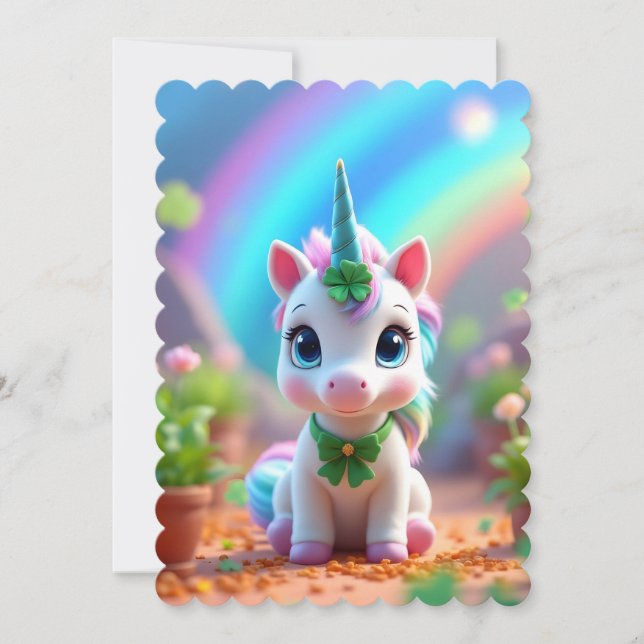 Cute baby unicorn and rainbow, girls birthday  (Front)