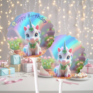 Cute baby unicorn and rainbow, girls birthday  balloon