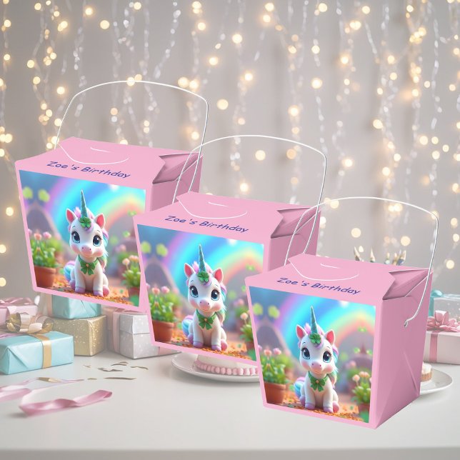 Cute baby unicorn and rainbow, girls birthday  favor boxes (Creator Uploaded)