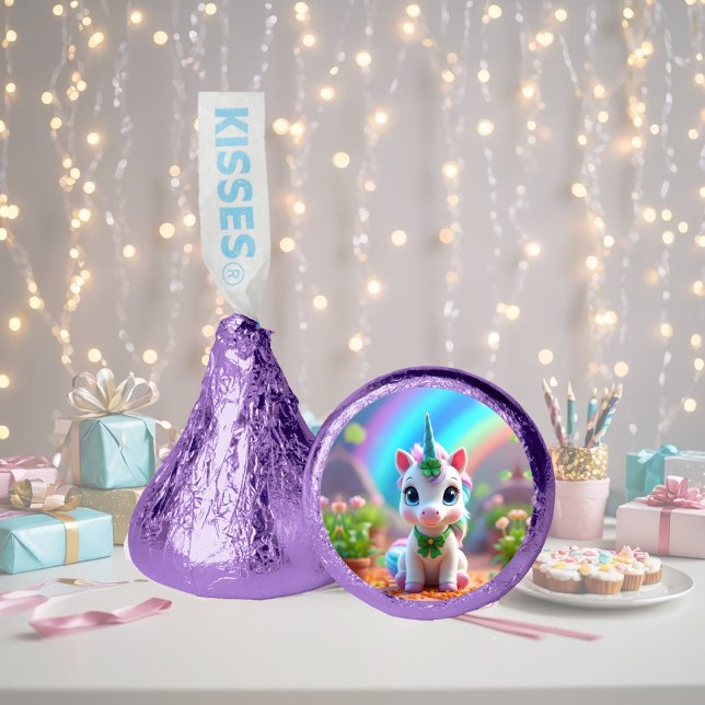 Cute baby unicorn and rainbow, girls birthday  hershey®'s kisses® (Creator Uploaded)