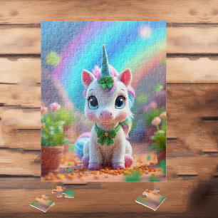 Cute baby unicorn and rainbow, girls jigsaw puzzle