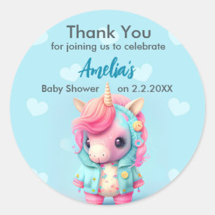 Cute Baby Unicorn   Baby Shower Classic Round Sticker