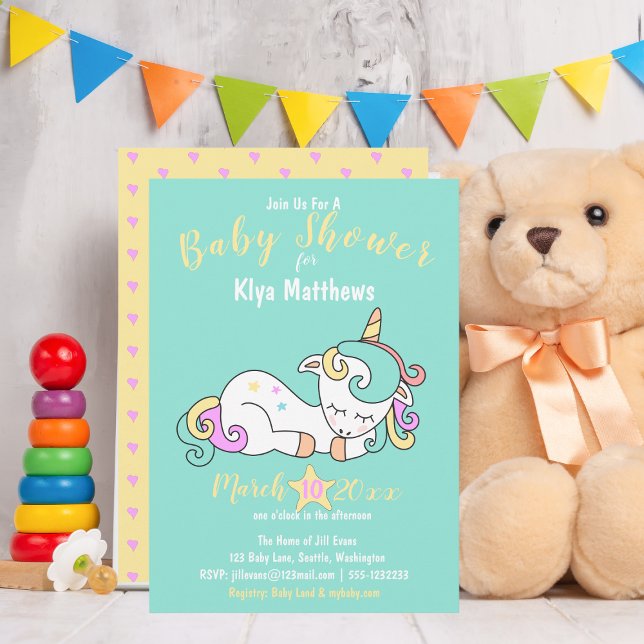 Cute Baby Unicorn - Baby Shower Invitation (Cute Baby Unicorn - Baby Shower Invitation)