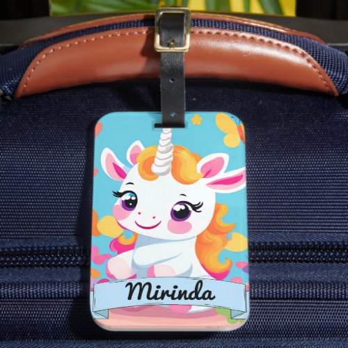 Cute Baby Unicorn Butterfly Custom Name Luggage Tag