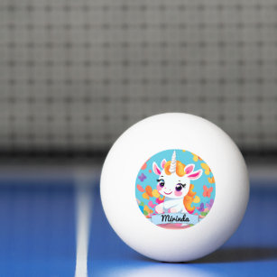 Cute Baby Unicorn Butterfly Custom Name Ping Pong Ball