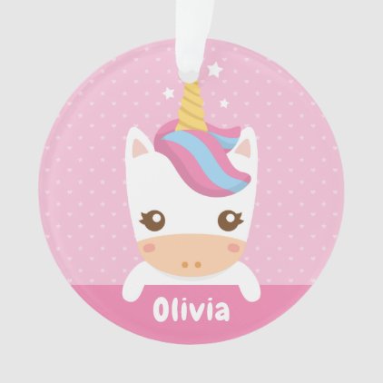 Cute Baby Unicorn Girls Personalized Ornament