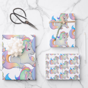 Cute Baby Unicorn Pastel Fantasy Child Wrapping Paper Sheets