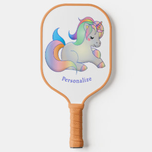 Cute Baby Unicorn Pastel Fantasy Personalized Pickleball Paddle