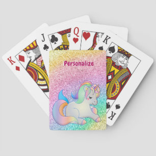 Cute Baby Unicorn Pastel Glitter Glam Girly Child Poker Cards