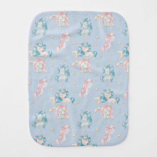 Cute Baby Unicorn Pink Blue Pastel Nursery Child Baby Burp Cloth
