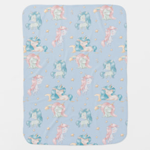 Cute Baby Unicorn Pink Blue Pastel Nursery Child Blanket