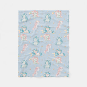 Cute Baby Unicorn Pink Blue Pastel Nursery Child Fleece Blanket