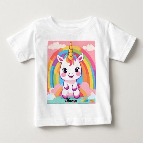 Cute Baby Unicorn Rainbow Baby T_Shirt