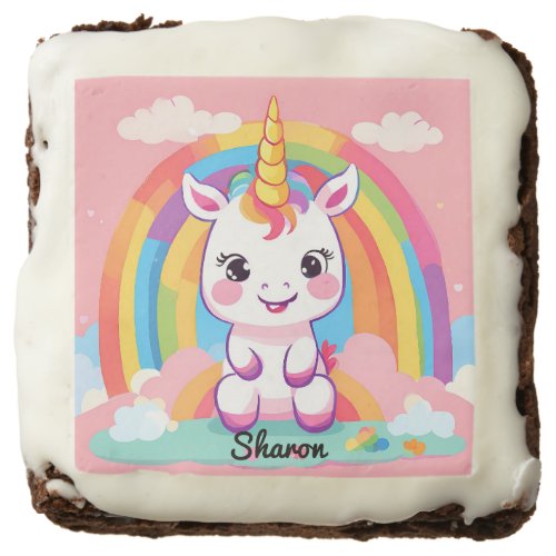 Cute Baby Unicorn Rainbow Brownie