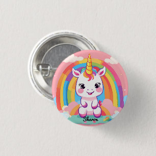 Cute Baby Unicorn Rainbow Button