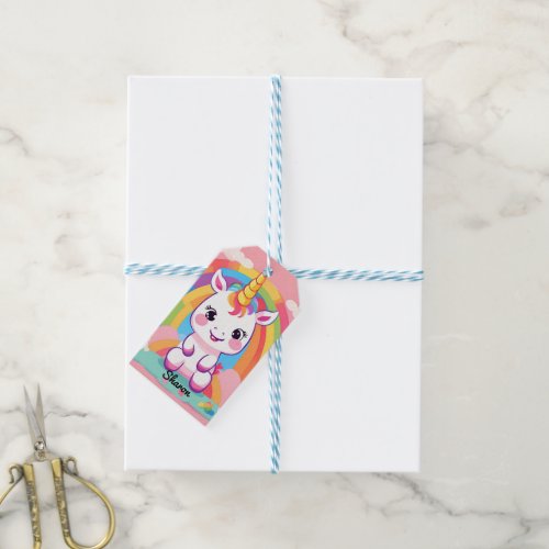 Cute Baby Unicorn Rainbow Gift Tags