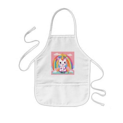 Cute Baby Unicorn Rainbow Kids Apron