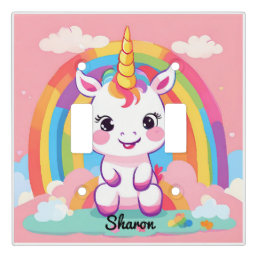 Cute Baby Unicorn Rainbow Light Switch Cover